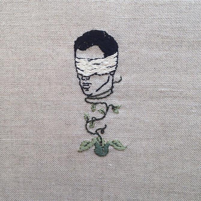 alteredside Adipocere - hand embroidery exclusively on natural linen