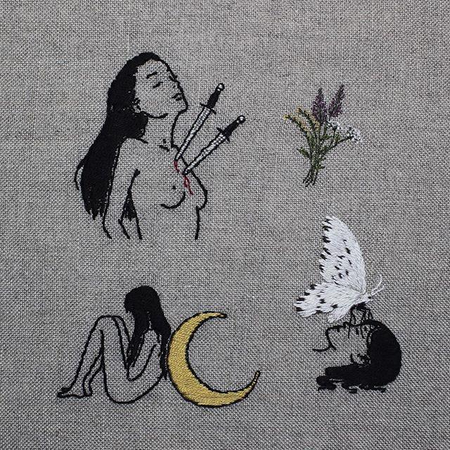 alteredside Adipocere - hand embroidery exclusively on natural linen